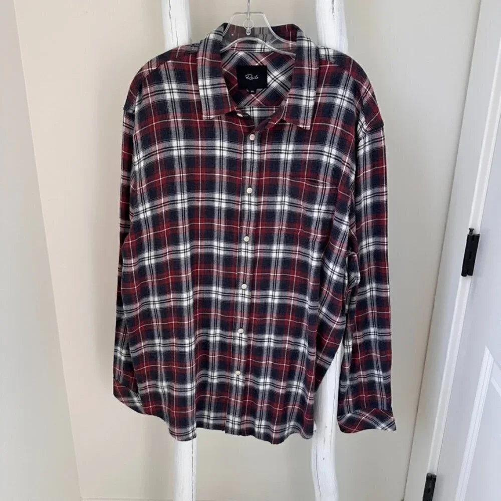 Rails Men's Lennox Plaid Button-Up Lightweight Flannel Shirt SZ XXL